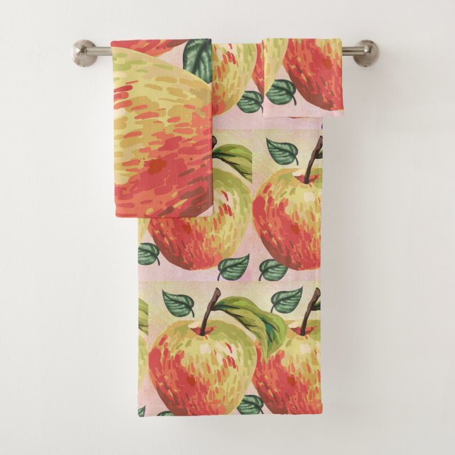 Apple Towel Set in Red & Green (Insitu)