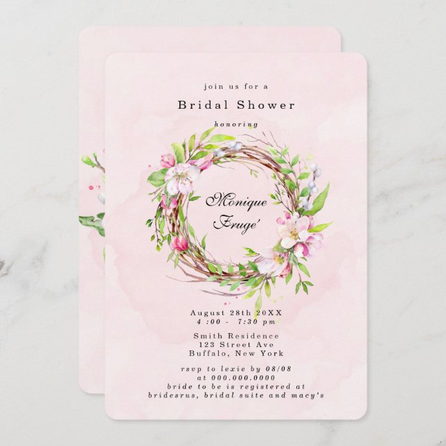 Apple Tree Blossoms Floral Bridal Shower Invitation (Front/Back)