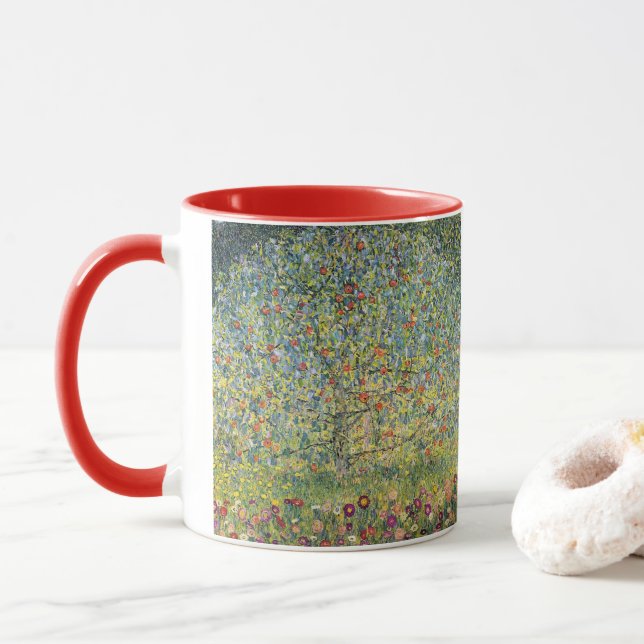 Apple Tree by Gustav Klimt, Vintage Art Nouveau Mug (With Donut)