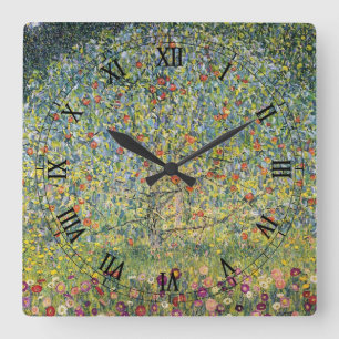 Apple Tree by Gustav Klimt, Vintage Art Nouveau Square Wall Clock
