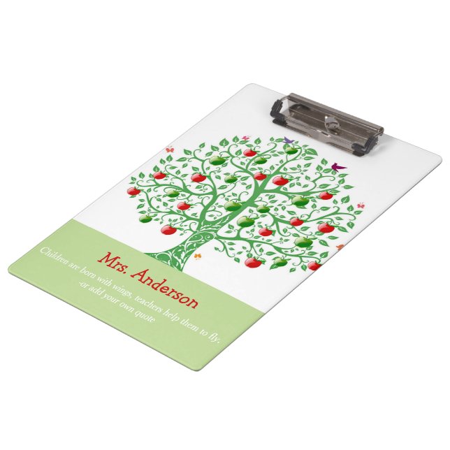 Apple Tree Custom Personalised Teacher Gift Clipboard (Angled)