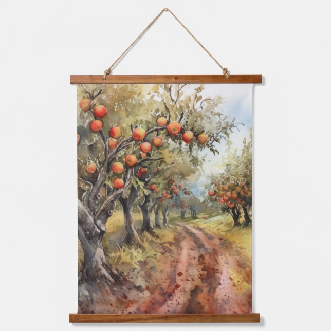 Apple Tree Grove during Harvest Season Hanging Tapestry (Front)