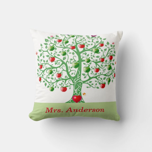 Apple Tree Personalised Gift for Teachers Cushion (Front)