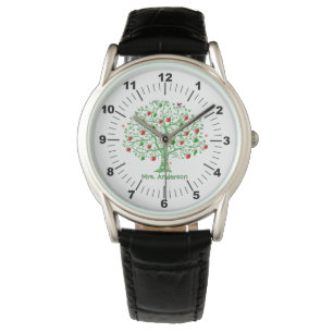 Apple Tree Personalised Name Teacher Gift Watch