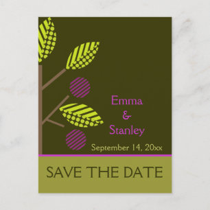 Apple tree purple fall wedding Save the Date Announcement Postcard