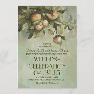 Apple tree rustic wedding invitations
