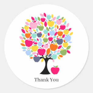 Apple Tree Thank You Sticker   Rustic Nature Inspi