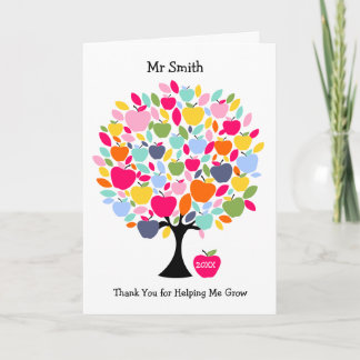 Apple Tree Thank You Teacher Card |You Help Me Gro