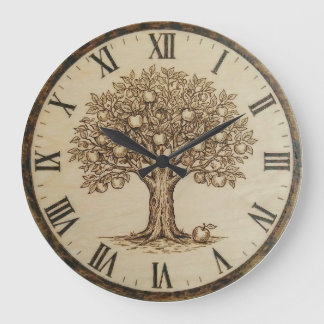 Apple Tree Wall Clock – Wood-Burned Style