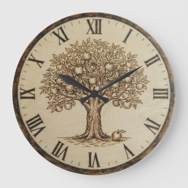 Apple Tree wooden Wall Clock  (Front)