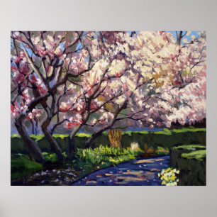 Apple Trees in Bloom Painting Poster