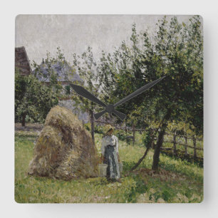 Apple Trees in Eragny Sunny Morning Square Wall Clock