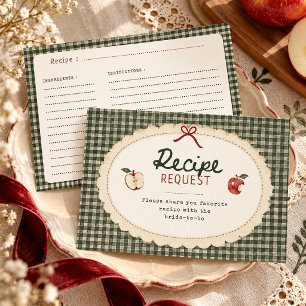 Apple vintage green gingham recipe request enclosure card