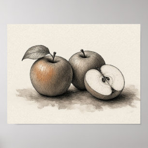 Apple Wall Art for Kitchen Still Life Poster