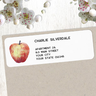 Apple Watercolor Return Address Label