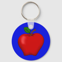 Apple with Blue Background Keychain