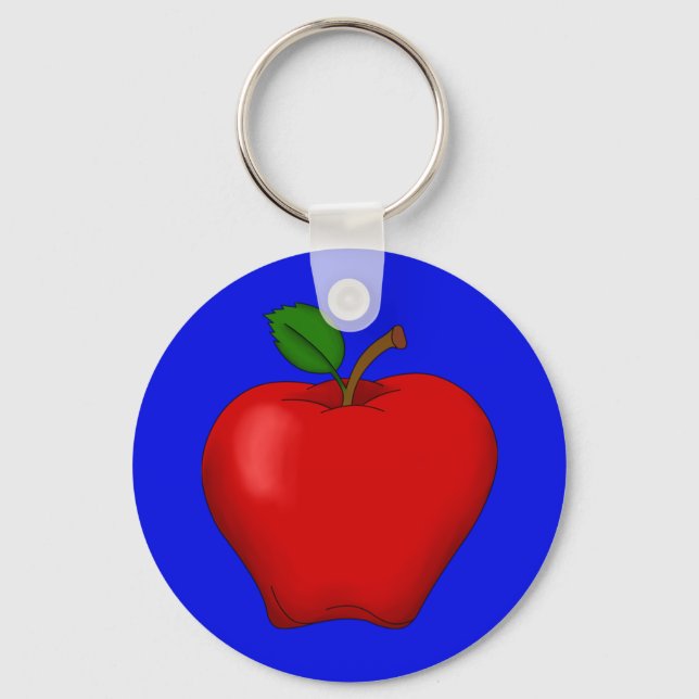 Apple with Blue Background Keychain (Front)