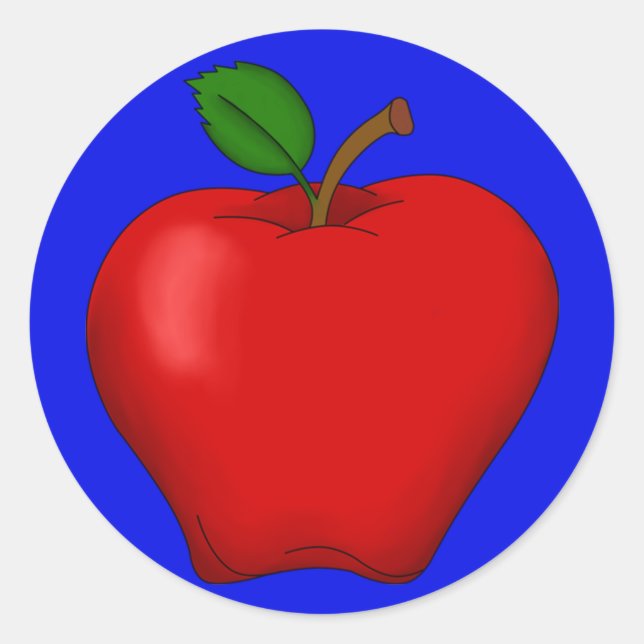 Apple with Blue Background Round Sticker (Front)