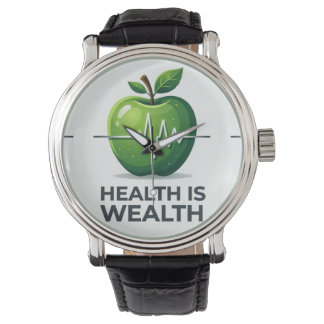Apple with Heartbeat Pulse and Health is Wealth Watch