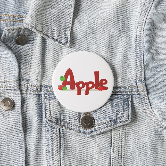 Apple Word Art with Red & Green Apples  7.5 Cm Round Badge (Creator Uploaded)