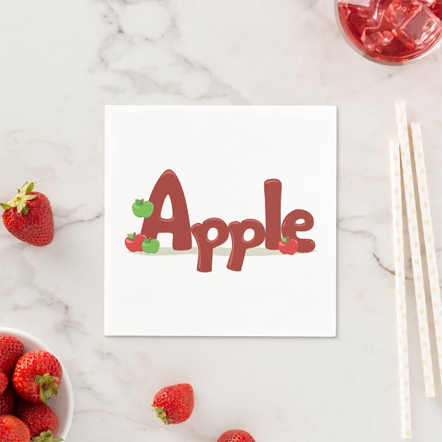 Apple Word Art with Red & Green Apples  Napkin (Creator Uploaded)