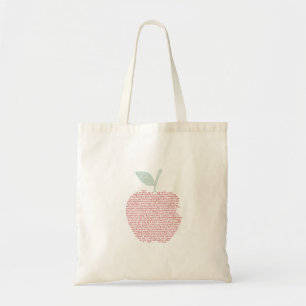 Apple word cloud art tote bag