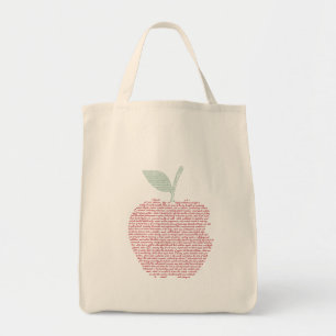 Apple word cloud art  tote bag