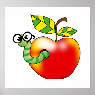 Apple & Worm, back to school Poster