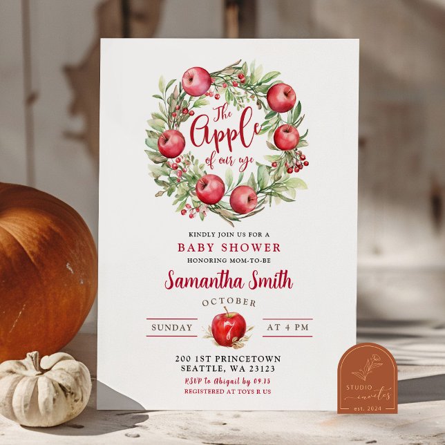 Apple Wreath Baby Shower Invitation (Creator Uploaded)