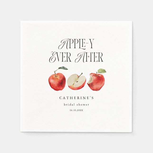 Apple-y Ever After Elegant Bridal Shower  Napkin (Front)