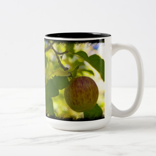 Apples 1 on Black Two-Tone Coffee Mug (Right)