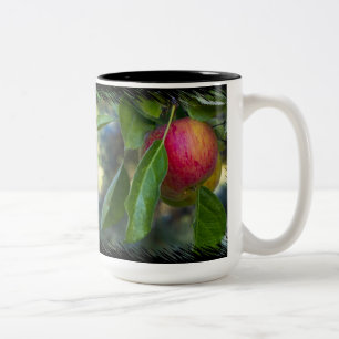 Apples 3 on Black Two-Tone Coffee Mug