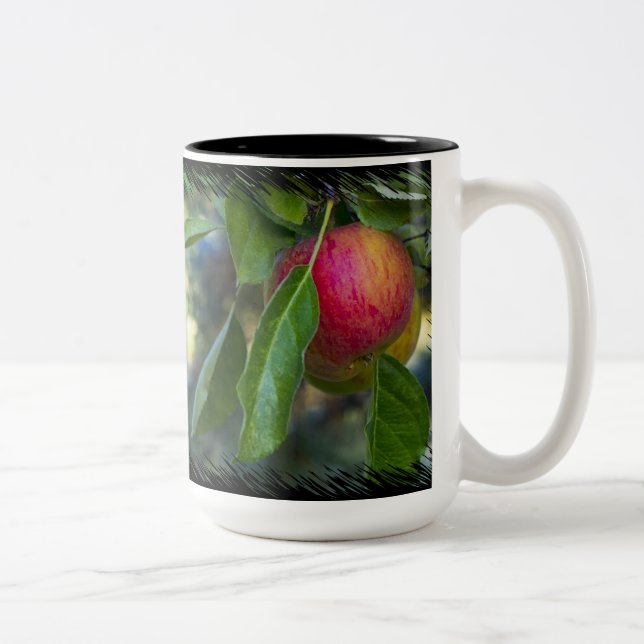 Apples 3 on Black Two-Tone Coffee Mug (Right)