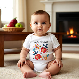 🍎 Apples and bees with custom text Baby Bodysuit
