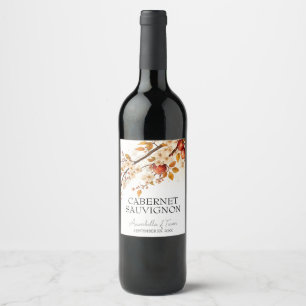 Apples and Blossoms Autumn Wedding Wine Label