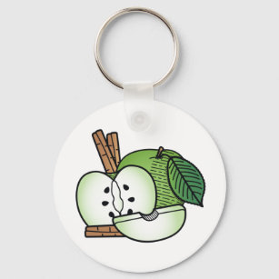 Apples and Cinnamon Button Keychain