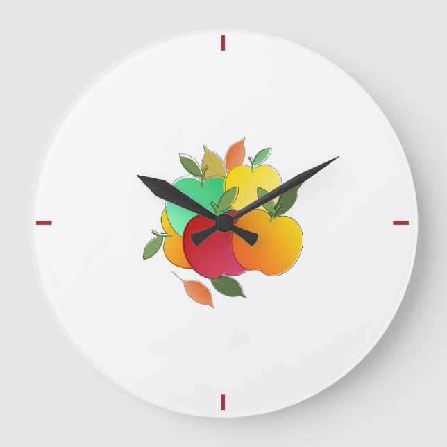 Apples and Leaves Large Clock (Front)