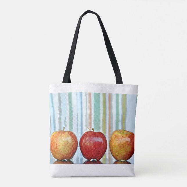 Apples and Marbles with striped background Tote Bag (Back)