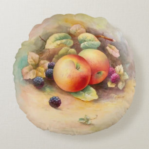 Apples and Raspberries Round Cushion