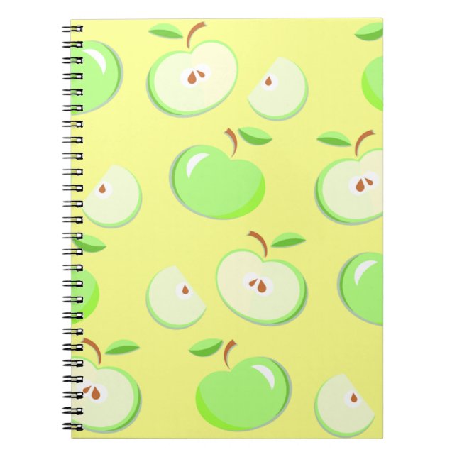 Apples apple pattern vector green notebook (Front)