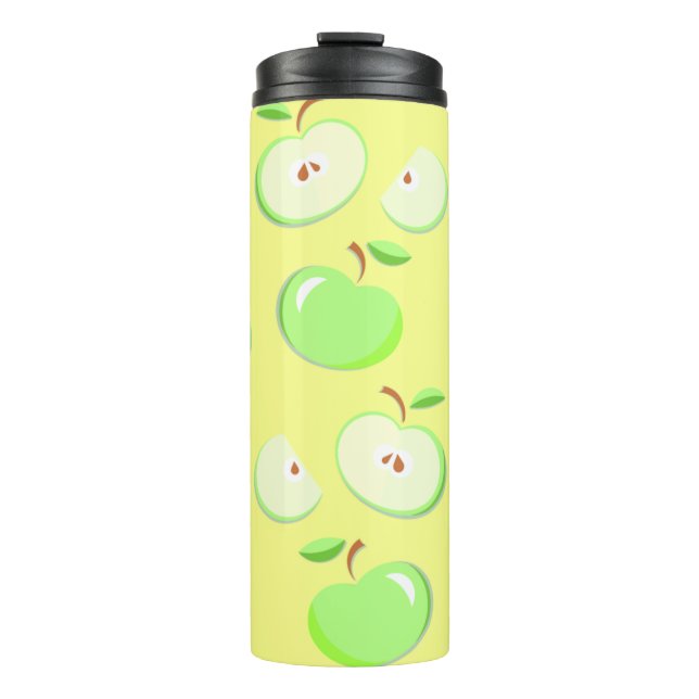 Apples apple pattern vector green thermal tumbler (Front)