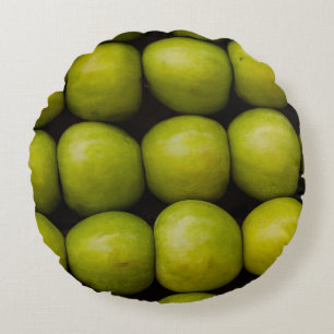 Apples fruits food green apples round cushion