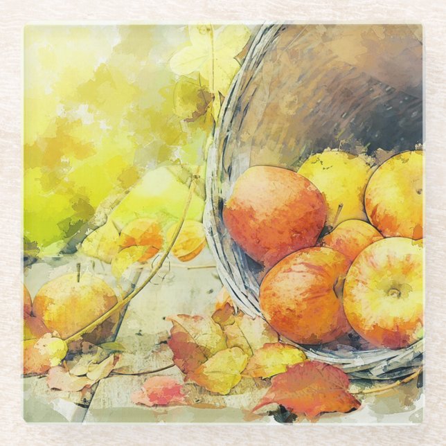 Apples Glass Coaster (Front)
