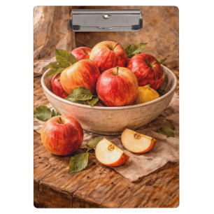 Apples in Rustic Bowl a Classic Still Life Clipboard