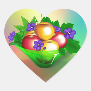 Apples in Vase Heart Sticker