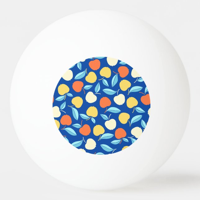 Apples leaves, blue background, seamless pattern. ping pong ball (Front)