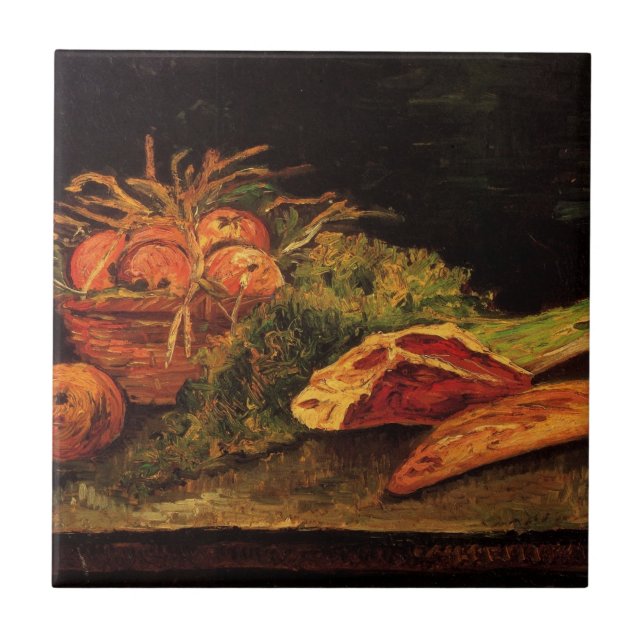 Apples, Meat and a Roll by Vincent van Gogh Ceramic Tile (Front)