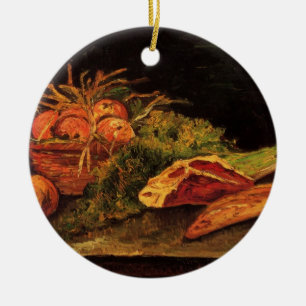 Apples, Meat and a Roll by Vincent van Gogh Ceramic Tree Decoration