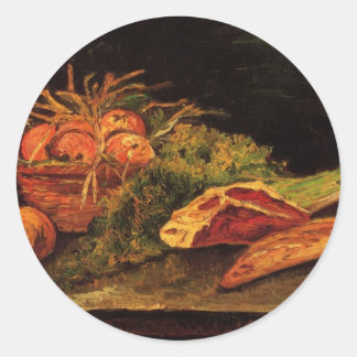 Apples, Meat and a Roll by Vincent van Gogh Classic Round Sticker