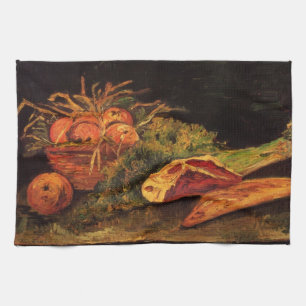Apples, Meat and a Roll by Vincent van Gogh Tea Towel